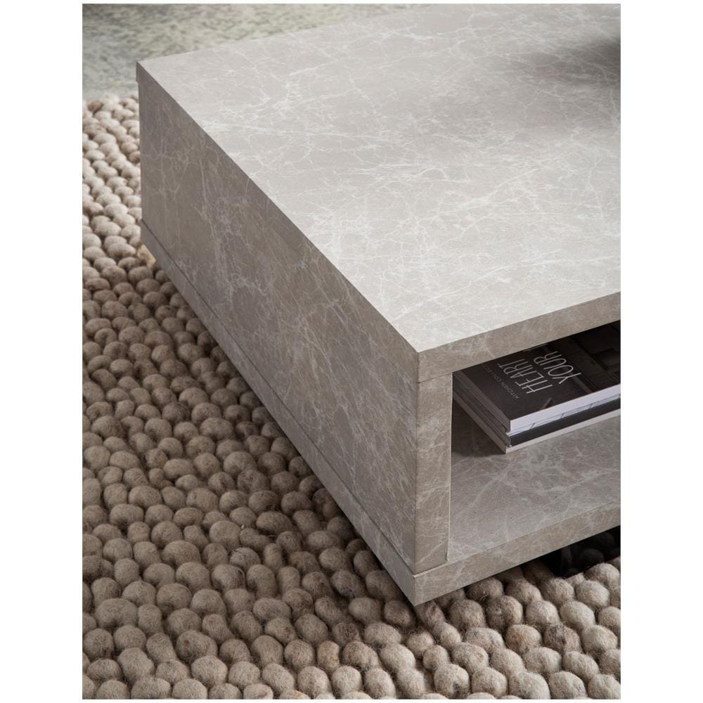 Tavolino da caffè color sabbia 100 cm effetto pietra, tavolo da soggiorno, divano, tavolo portaoggetti - Foto 2