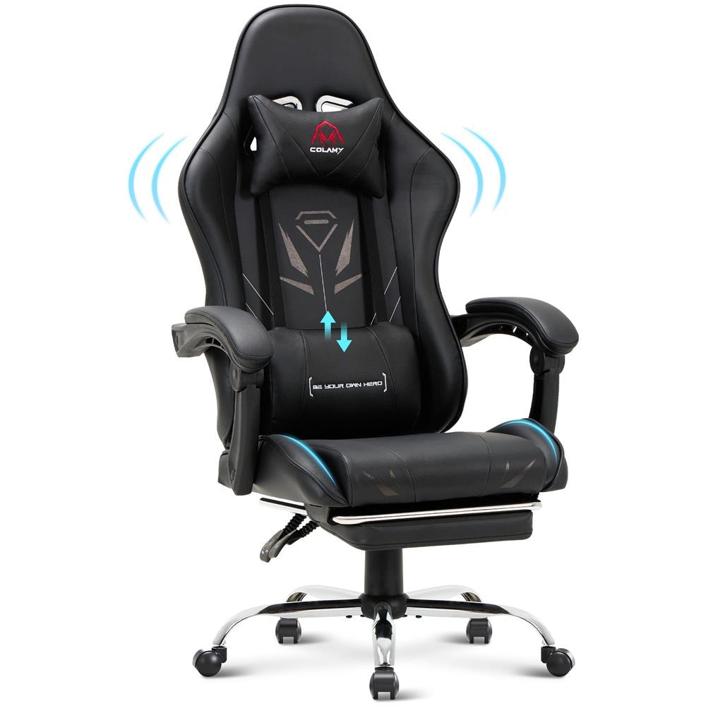 Sedia Da Gaming Sedia Da Computer Ergonomica Con Poggiapiedi, Supporto Lombare, Poggiatesta, Rotazione A 360° E Schienale Alto, Nero - Foto 1
