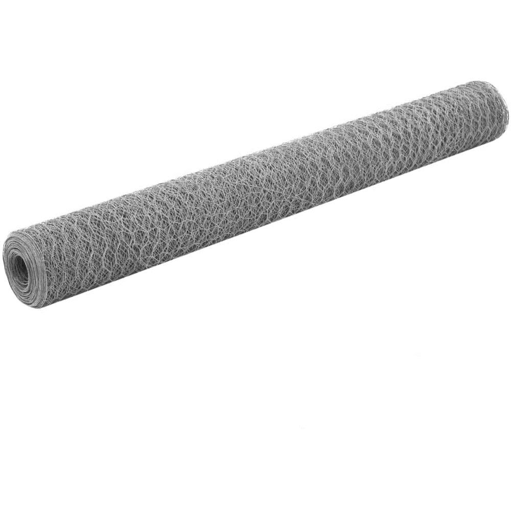 Rete Metallica Acciaio Zincato 25x1,2 M Trama Esagonale Argento - Foto 1