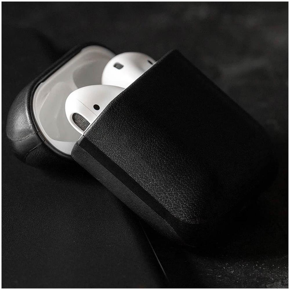 Cover Custodia Airpods 1 E 2 Vera Pelle Ricarica Wireless Nero - Foto 5