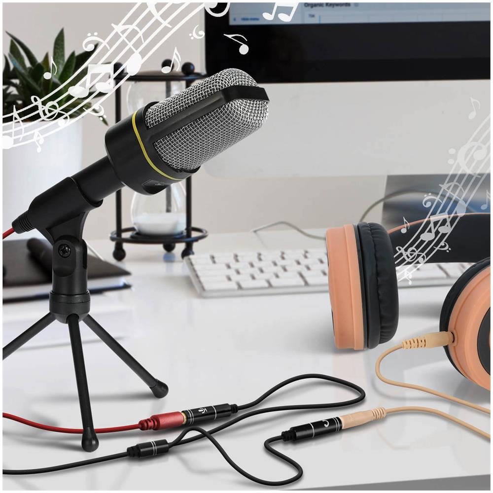 Adattatore Splitter Audio Da Jack 3,5 Mm A Microfono Cuffie Compatto 30 Cm Nero - Foto 2