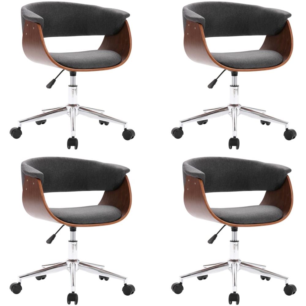 Sedie Da Pranzo Girevoli 4 Pz Grigie In Tessuto - Foto 2