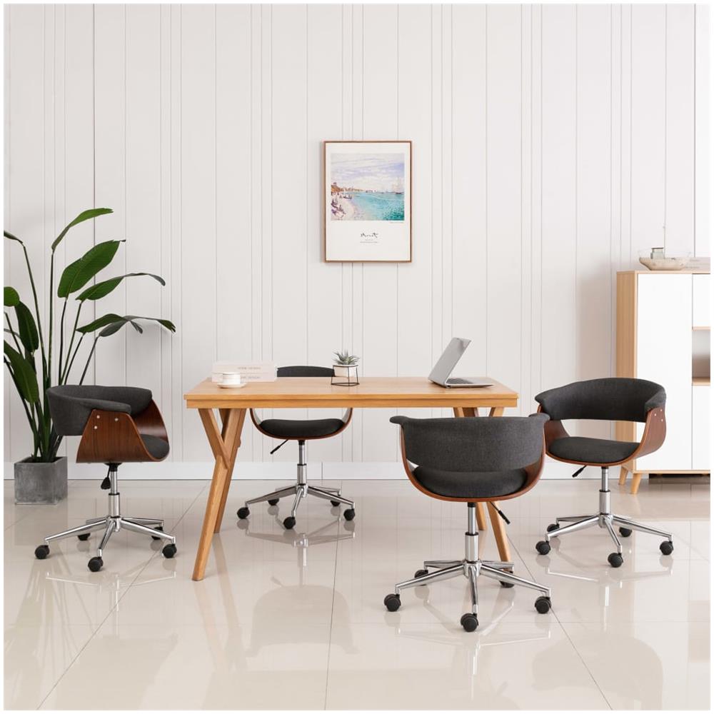 Sedie Da Pranzo Girevoli 4 Pz Grigie In Tessuto - Foto 1