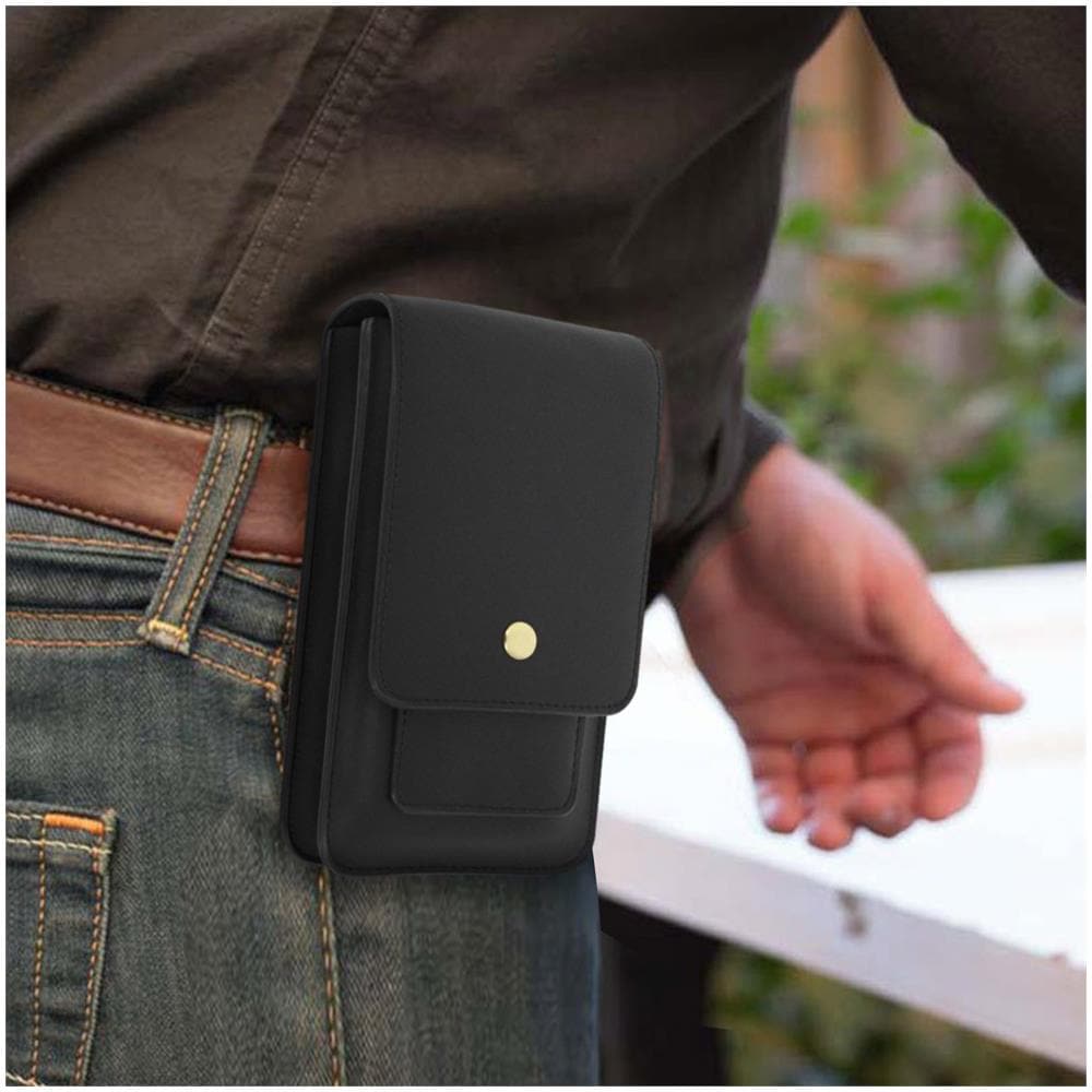 Custodia Da Cintura Smartphone Multi Tasca Verticale Con Bottone Magnetico Nera - Foto 2