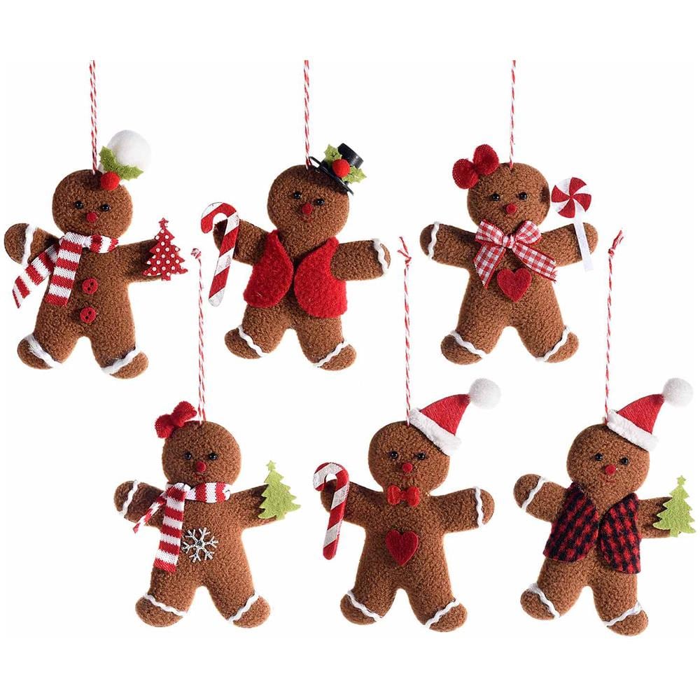 Set 18 Decorazioni Natalizie Da Appendere Omini Pan Di Zenzero Imbottiti Decorazioni Natalizie Per Casa Vetrine E Negozi - Foto 1