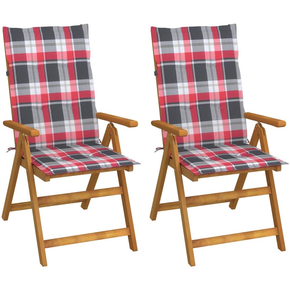 Sedie da Giardino Reclinabili 2 pz con Cuscini Massello Acacia - Foto 1