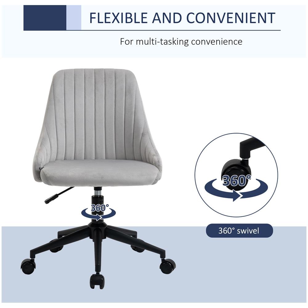 Sedia Da Ufficio Ergonomica Girevole Con Altezza Regolabile In Velluto - Grigio - Foto 2