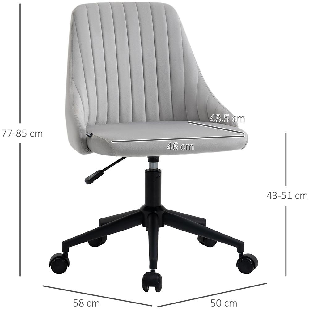 Sedia Da Ufficio Ergonomica Girevole Con Altezza Regolabile In Velluto - Grigio - Foto 8