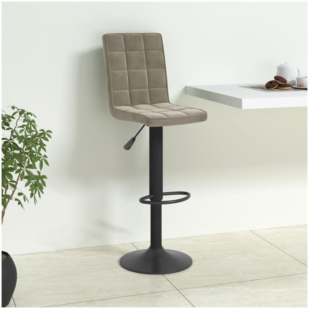 Sgabello Da Bar Grigio Chiaro In Velluto - Foto 1