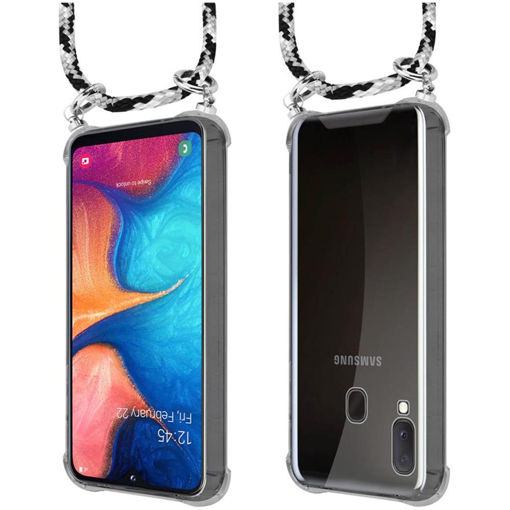 Catena Di Telefoni Cellulari Compatibile Con Samsung Galaxy A20e In Nero Camouflage - Coperchio Protettivo In Silicone Con Anelli D'argento, Cinturino In Corda E Custodia Staccabile - Foto 8