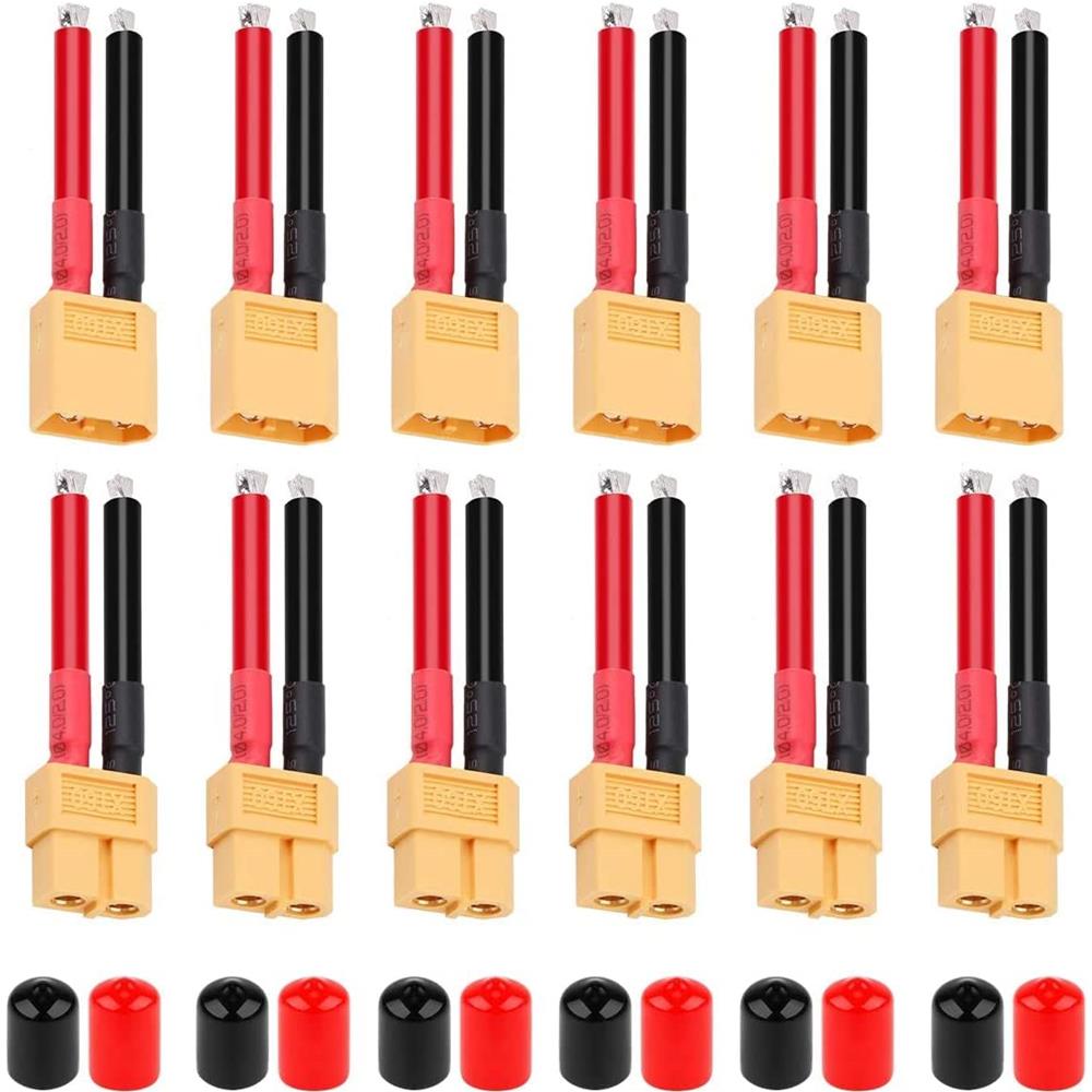 6 Coppie Cavi Connettore Xt60 Femmina E Maschio Spina 12awg Filo Di Silicone Con Cappuccio Protettivo Per Rc Drone Caricabatteria Per Auto Lipo - Foto 1