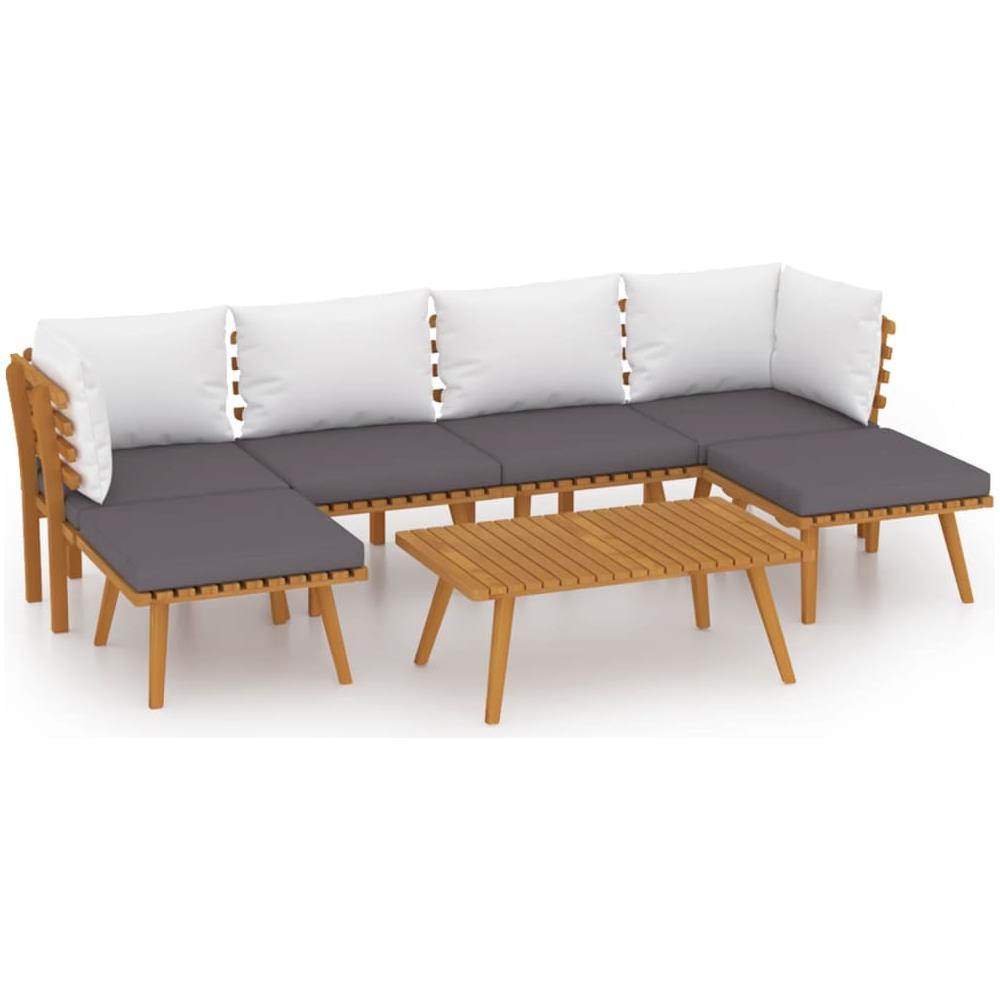 Set Divani Da Giardino 7 Pz Con Cuscini In Massello Di Acacia - Foto 1