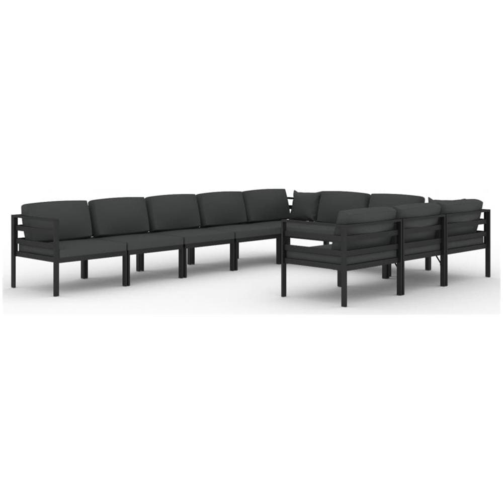 Set Divani Da Giardino 10 Pz Con Cuscini In Alluminio Antracite - Foto 1
