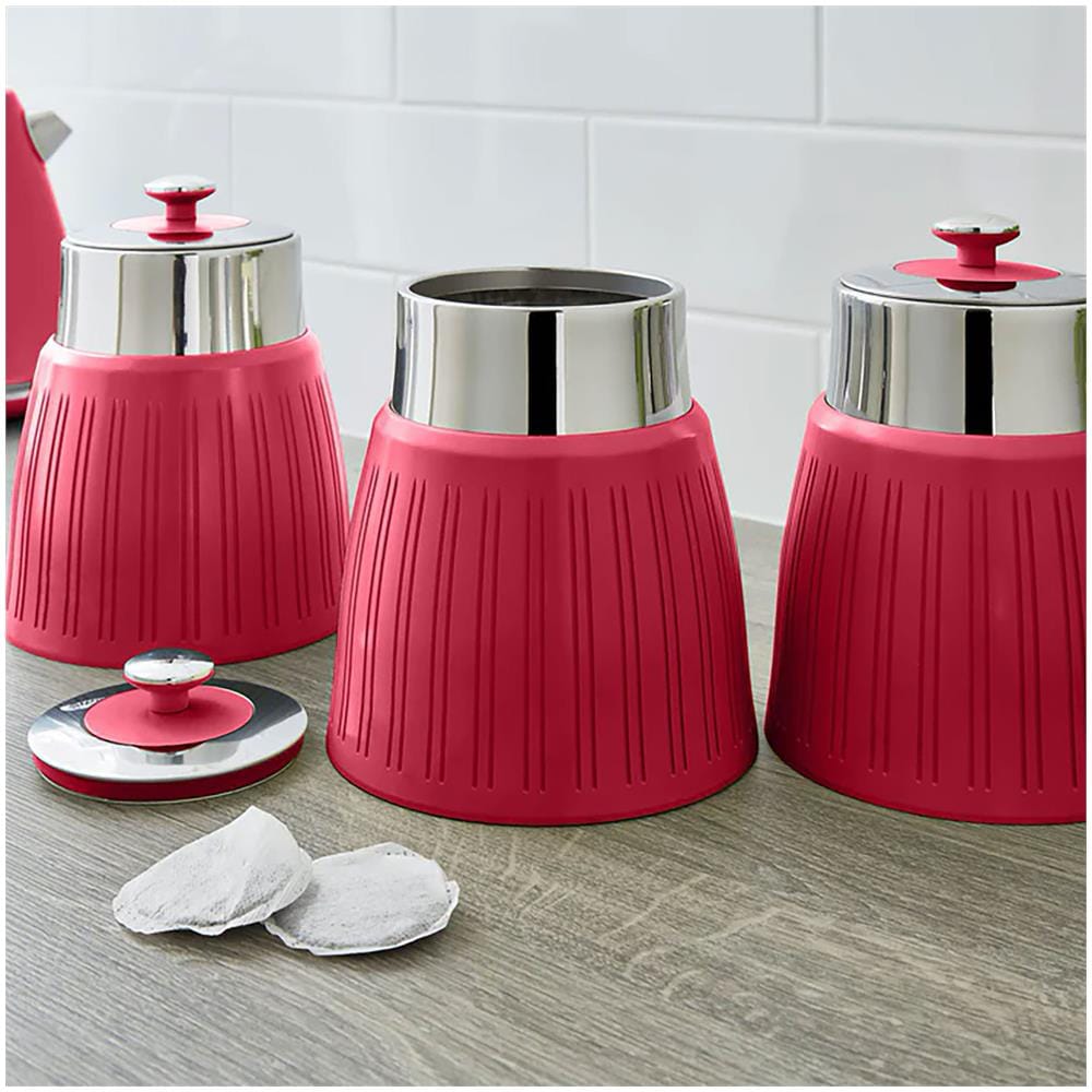 Swka1024rn Retro Set Di 3 Barattoli Cucina Da 1,2 L, Ermetico Té, Spezie, Design Vintage Rosso - Foto 3