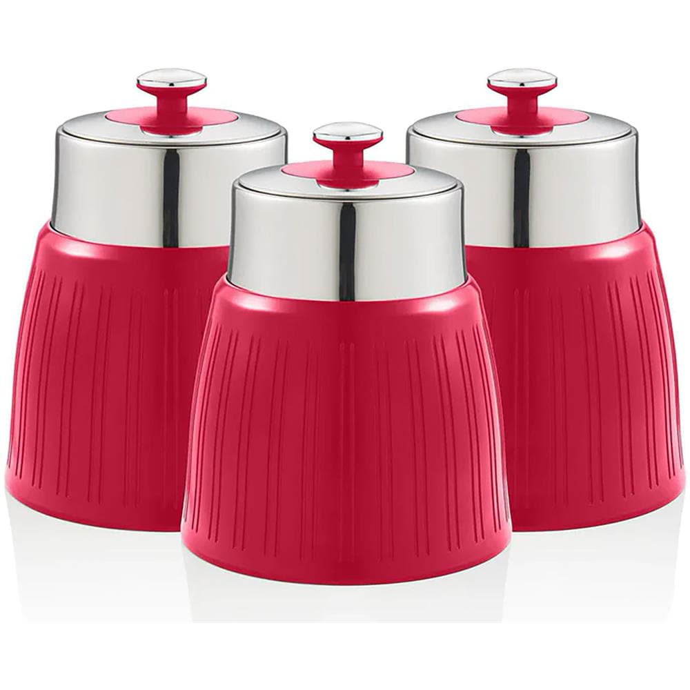 Swka1024rn Retro Set Di 3 Barattoli Cucina Da 1,2 L, Ermetico Té, Spezie, Design Vintage Rosso - Foto 1