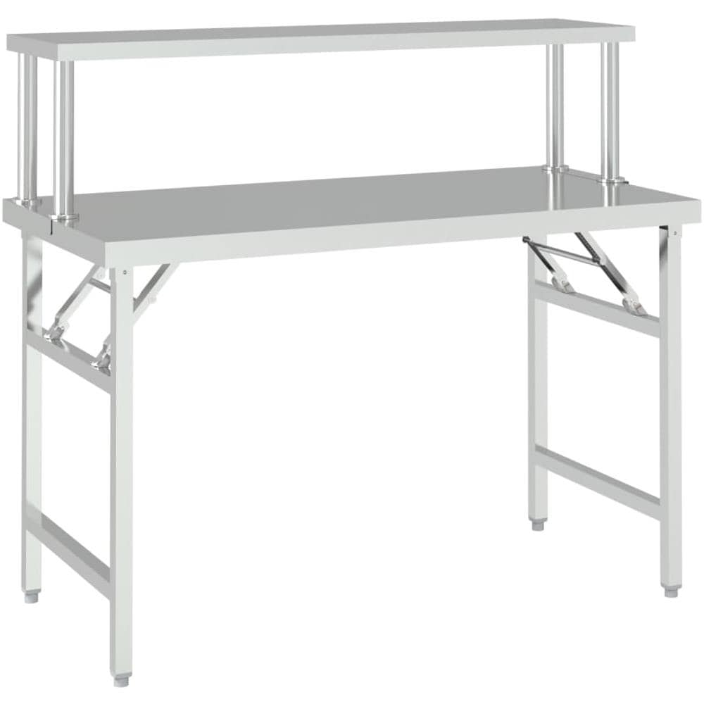 Tavolo Lavoro Cucina Con Ripiano 120x60x115 Cm Acciaio Inox - Foto 4