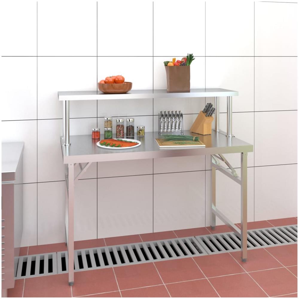 Tavolo Lavoro Cucina Con Ripiano 120x60x115 Cm Acciaio Inox - Foto 1