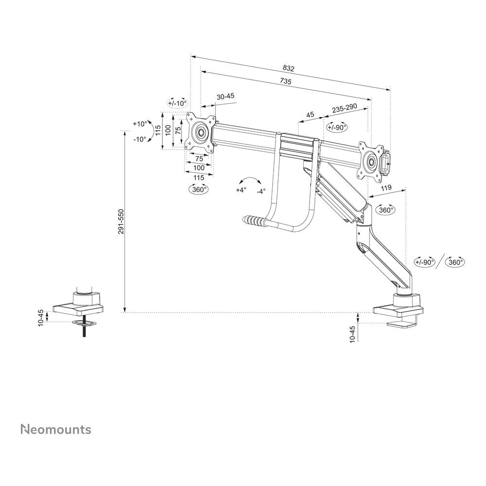 Supporto DaTavoloFull Motion Per Monitor DS75-450BL2 17-32" Colore Nero - Foto 20