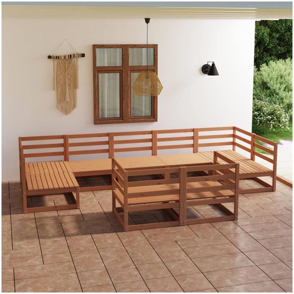 Set Divani da Giardino 9 pz in Legno Massello di Pino - Foto 1