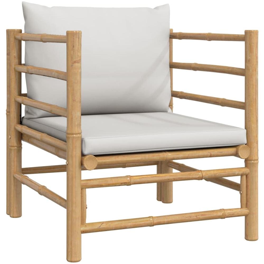 Set Salotto Da Giardino 6pz Con Cuscini Grigio Chiaro Bambù - Foto 9