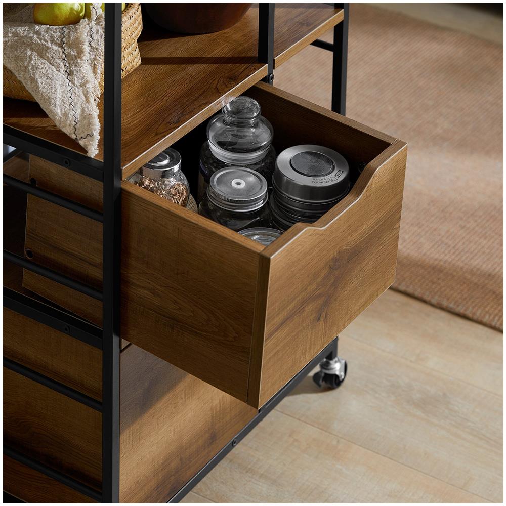 Carrello Da Cucina Con 2 Cassetti E 3 Ripiani, Carrello Da Servizio, Carrelli Portaoggetti Fkw111-pf - Foto 7