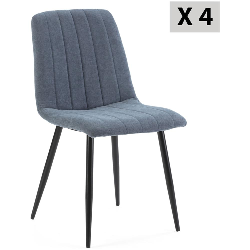 Pack 4 Sedie Sagi Rivestite In Tessuto Blu - Foto 1