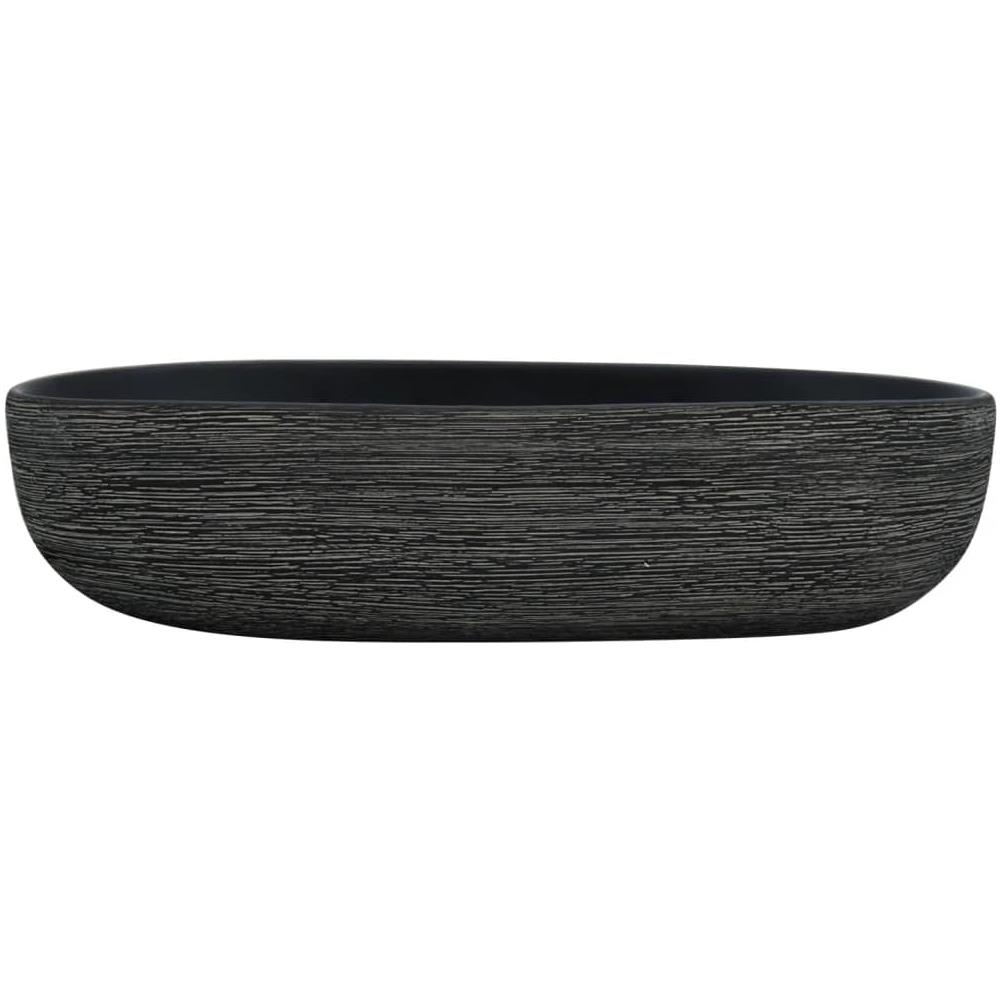 Lavabo Da Appoggio Grigio E Nero Ovale 59x40x14 Cm Ceramica - Foto 3
