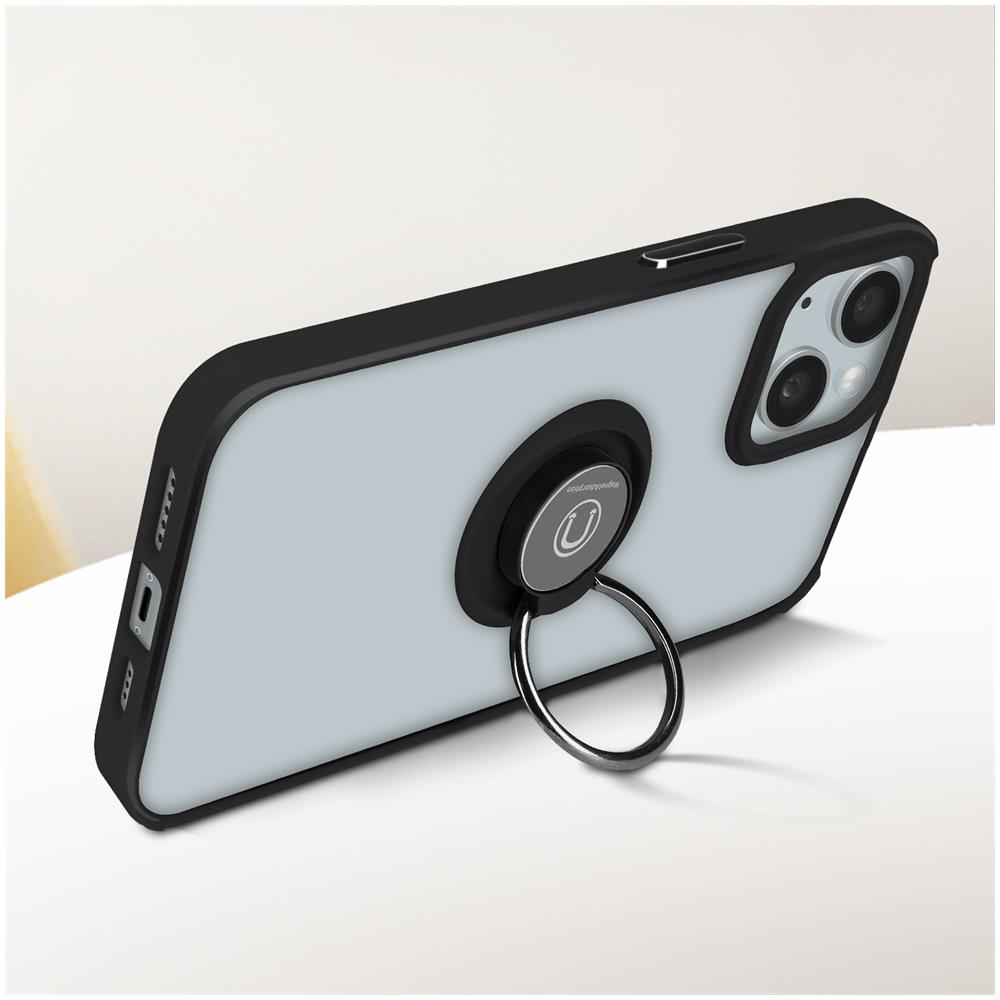 Cover Per Iphone 15 Anello Metallico Supporto Serie Ringrip Bordo Nero - Foto 2