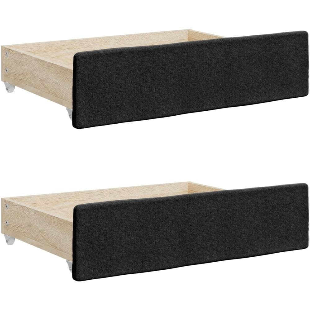 Divano Letto Estraibile Con Cassetti Nero 90x190 Cm In Tessuto - Foto 8