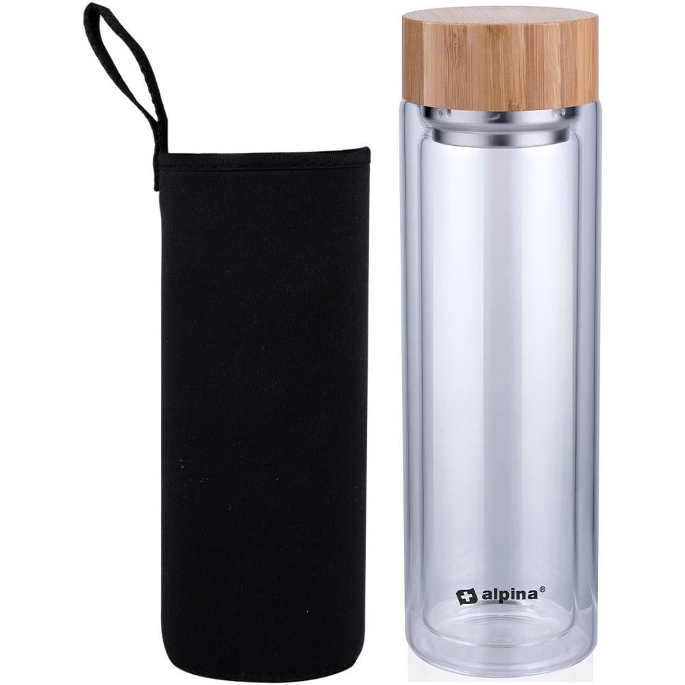 Borraccia Termica in Vetro 450 ml Bottiglia con Tappo in Bamb? e Filtro del T? - Foto 1