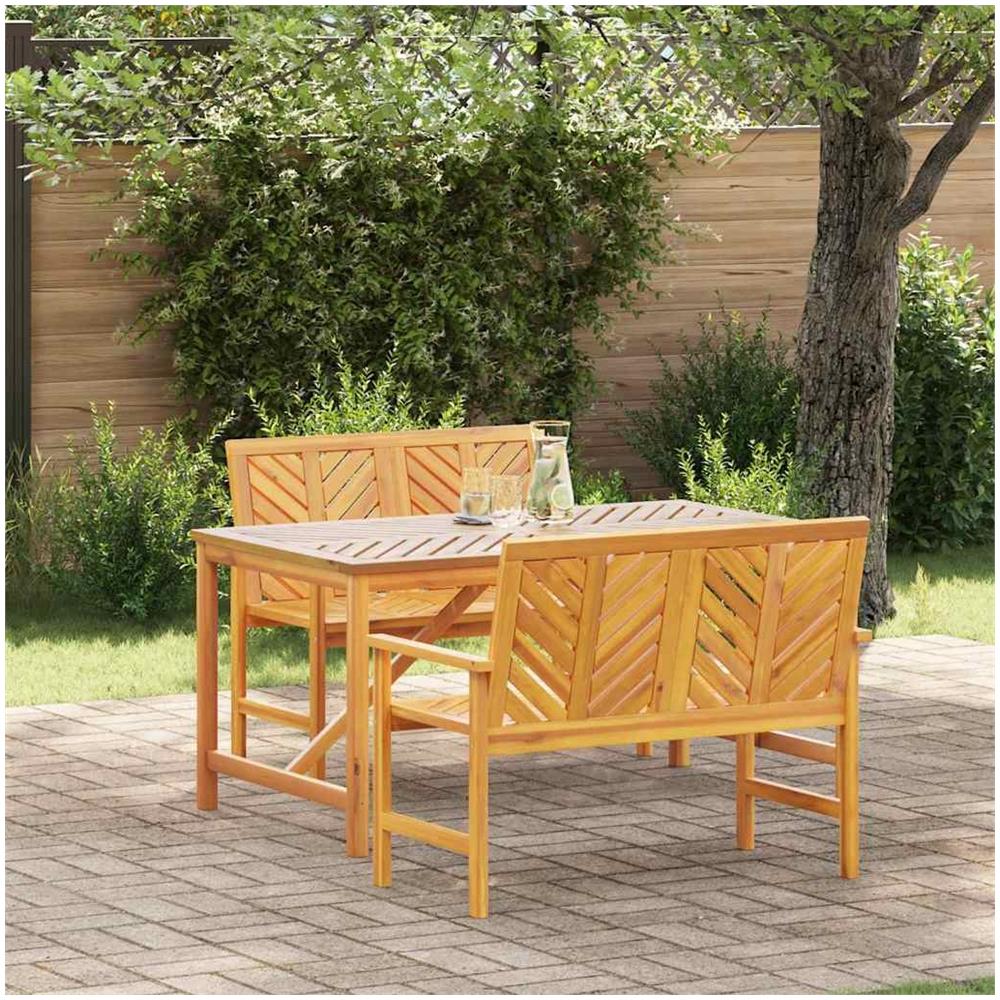 Set da Pranzo per Giardino 3 pcs Marrone 150 x 90 x 74 cm - Foto 1