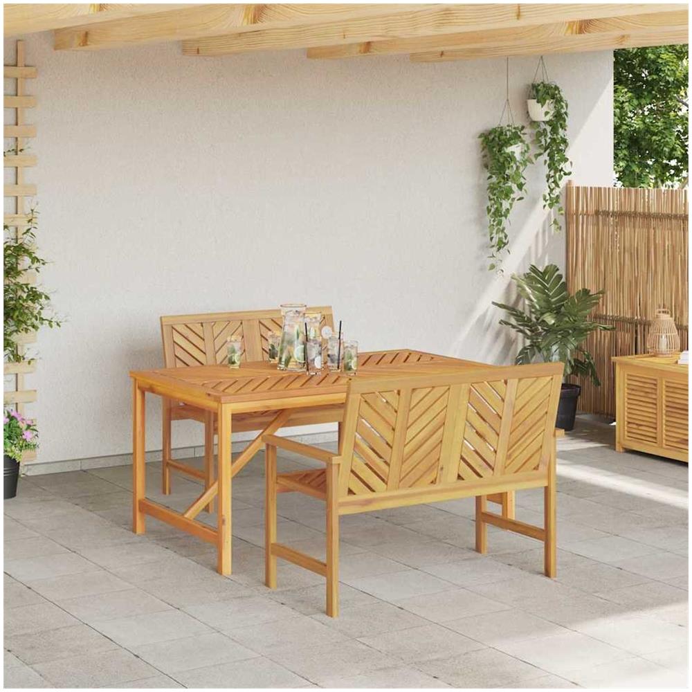 Set da Pranzo per Giardino 3 pcs Marrone 150 x 90 x 74 cm - Foto 2
