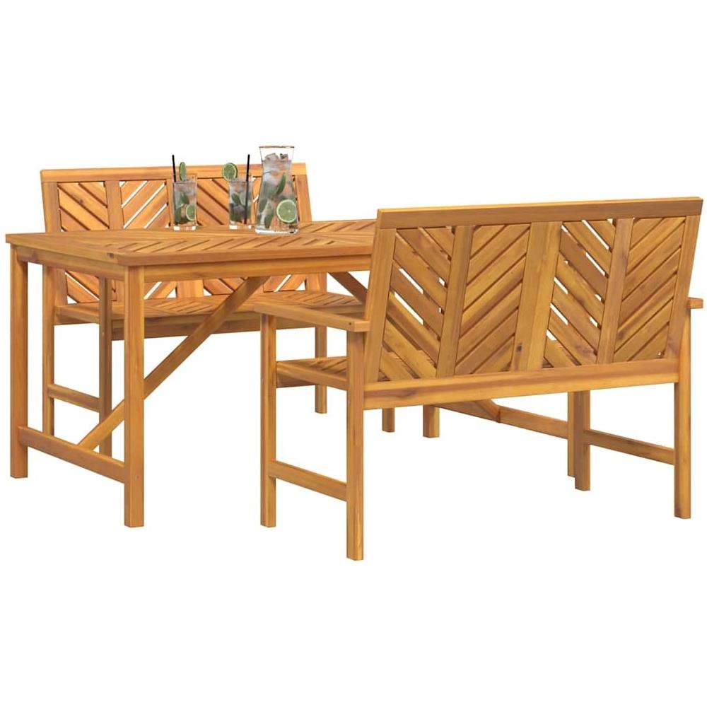 Set da Pranzo per Giardino 3 pcs Marrone 150 x 90 x 74 cm - Foto 9