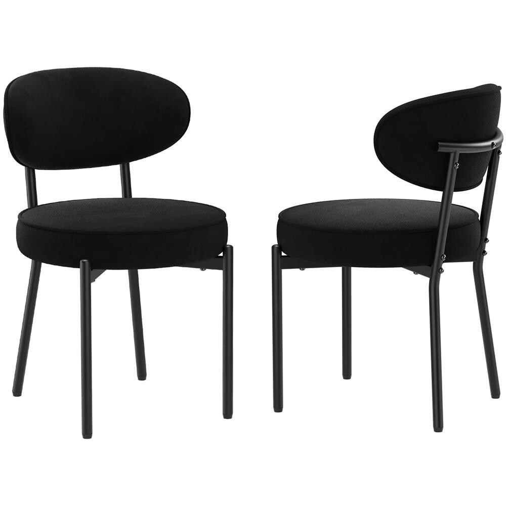 Sedie Da Pranzo, Set Da 2 Pezzi, Sedie Da Pranzo Moderne Con Gambe In Metallo Robuste E Seduta Particolarmente Comoda, Colore Nero - Foto 1