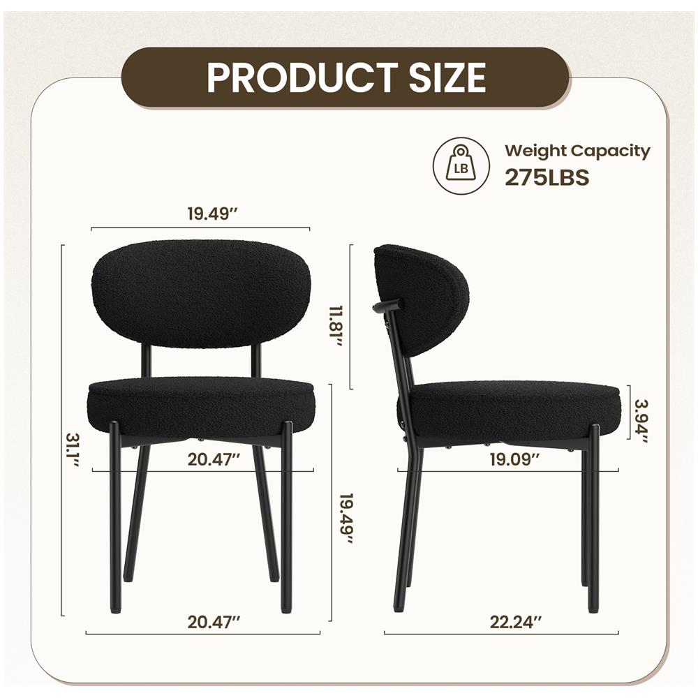 Sedie Da Pranzo, Set Da 2 Pezzi, Sedie Da Pranzo Moderne Con Gambe In Metallo Robuste E Seduta Particolarmente Comoda, Colore Nero - Foto 2