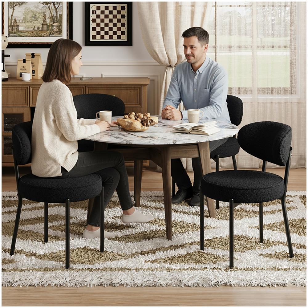 Sedie Da Pranzo, Set Da 2 Pezzi, Sedie Da Pranzo Moderne Con Gambe In Metallo Robuste E Seduta Particolarmente Comoda, Colore Nero - Foto 8