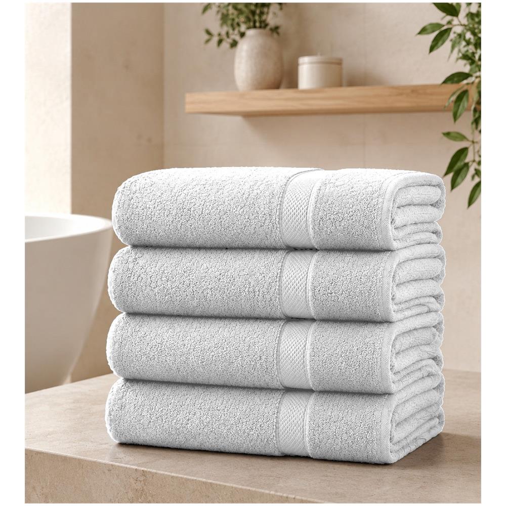 Set 4 Teli Bagno 100x150 cm - Morbidezza, Eleganza e Qualità - Lunar Rock (Grigio Chiaro) - Foto 1