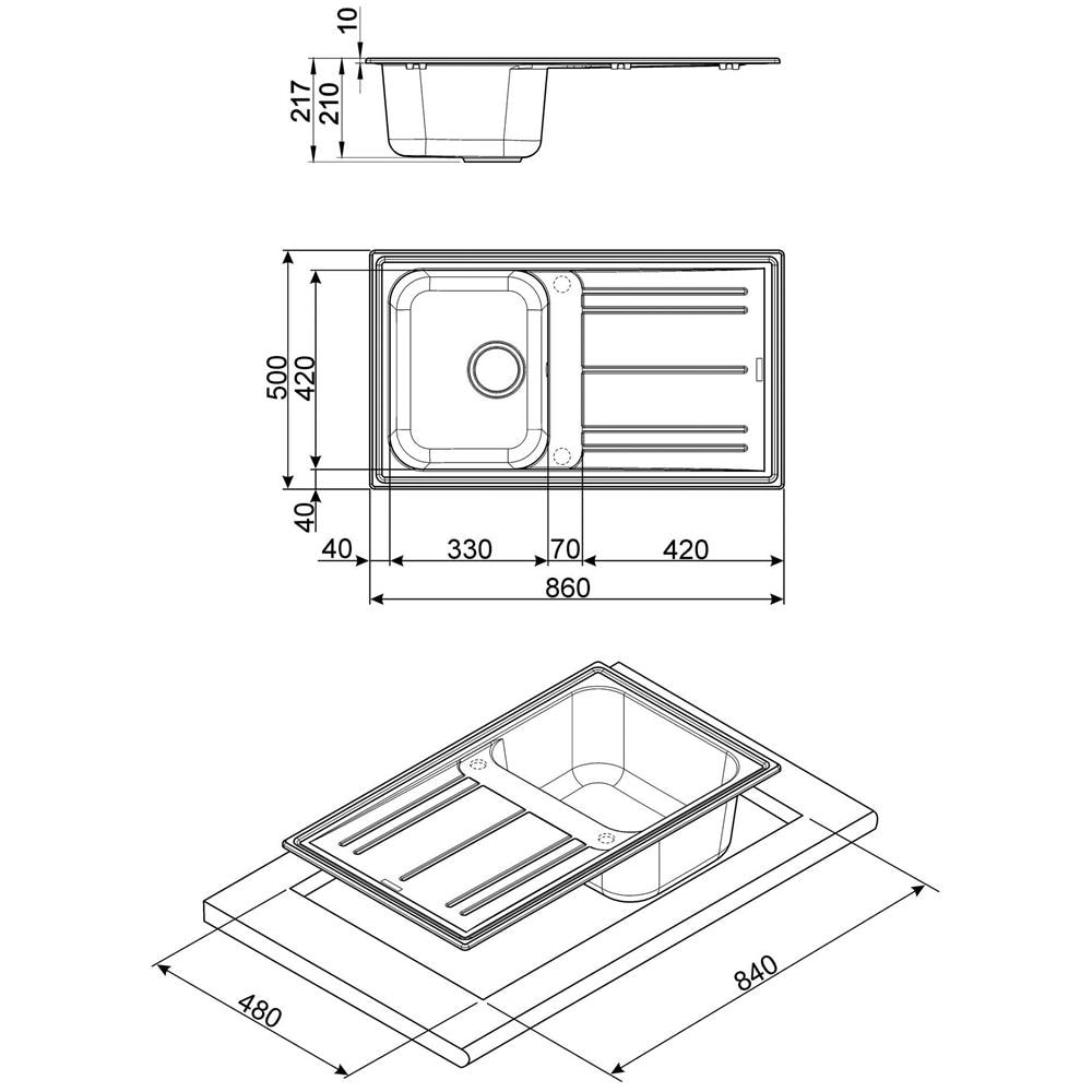 Lavello LZ861P 1 Vasca con Gocciolatoio Dimensioni 86 x 50 cm Colore Panna Serie Rigae - Foto 2