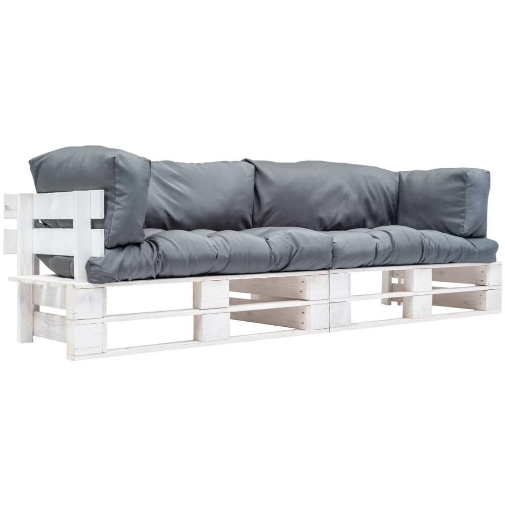 Divani Da Giardino Su Pallet 2 Pz Cuscini Grigi Legno Pino - Foto 1
