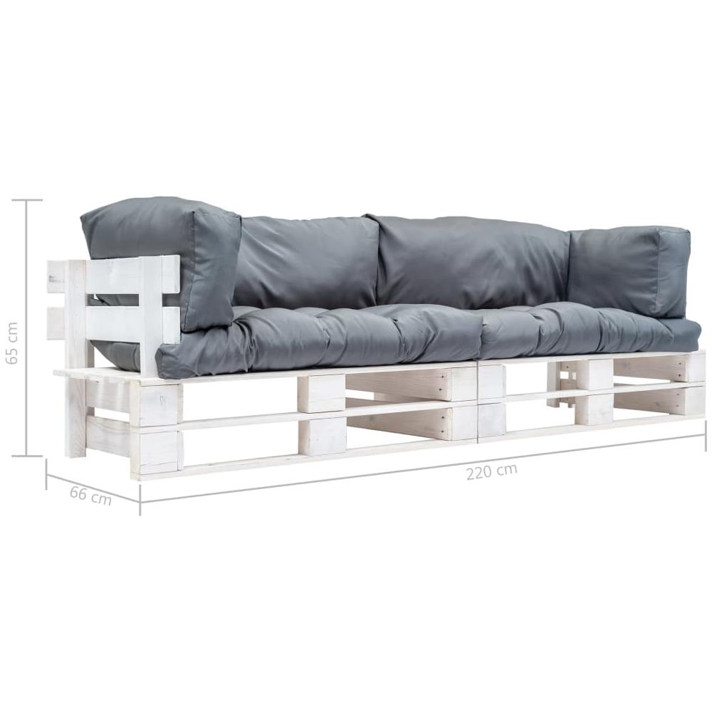 Divani Da Giardino Su Pallet 2 Pz Cuscini Grigi Legno Pino - Foto 3