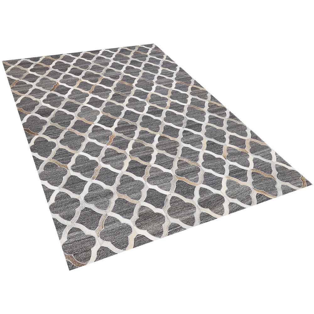 Tappeto In Pelle Grigio E Beige 140 X 200 Cm Rolunay - Foto 1
