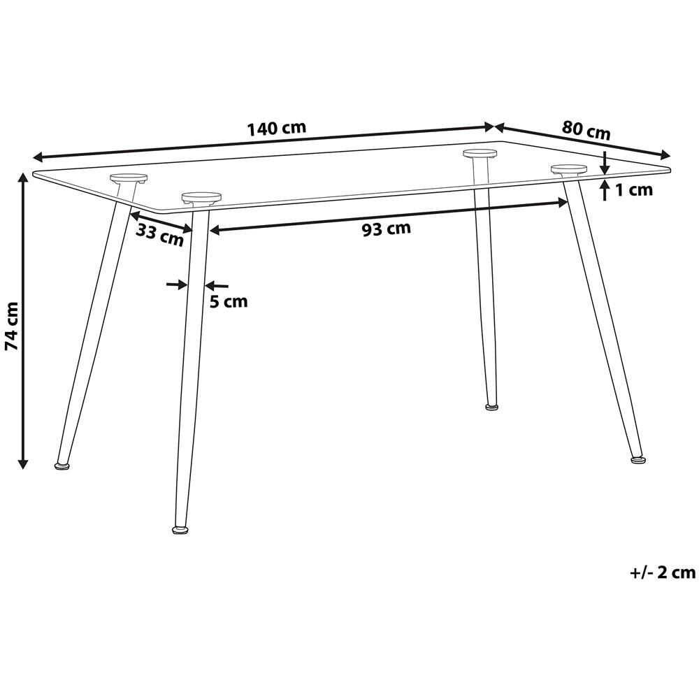 Tavolo Da Pranzo In Vetro Trasparente / Nero 140 X 80 Cm Midland - Foto 2