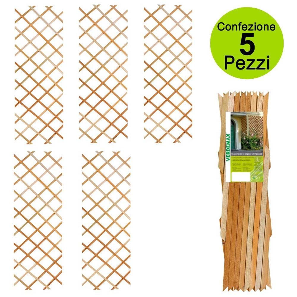 Multipack Da 5 Pz Tralicci Estensibili 0,60 X H 1,80 Metri In Legno Di Pino Duro Colore Naturale - Foto 1