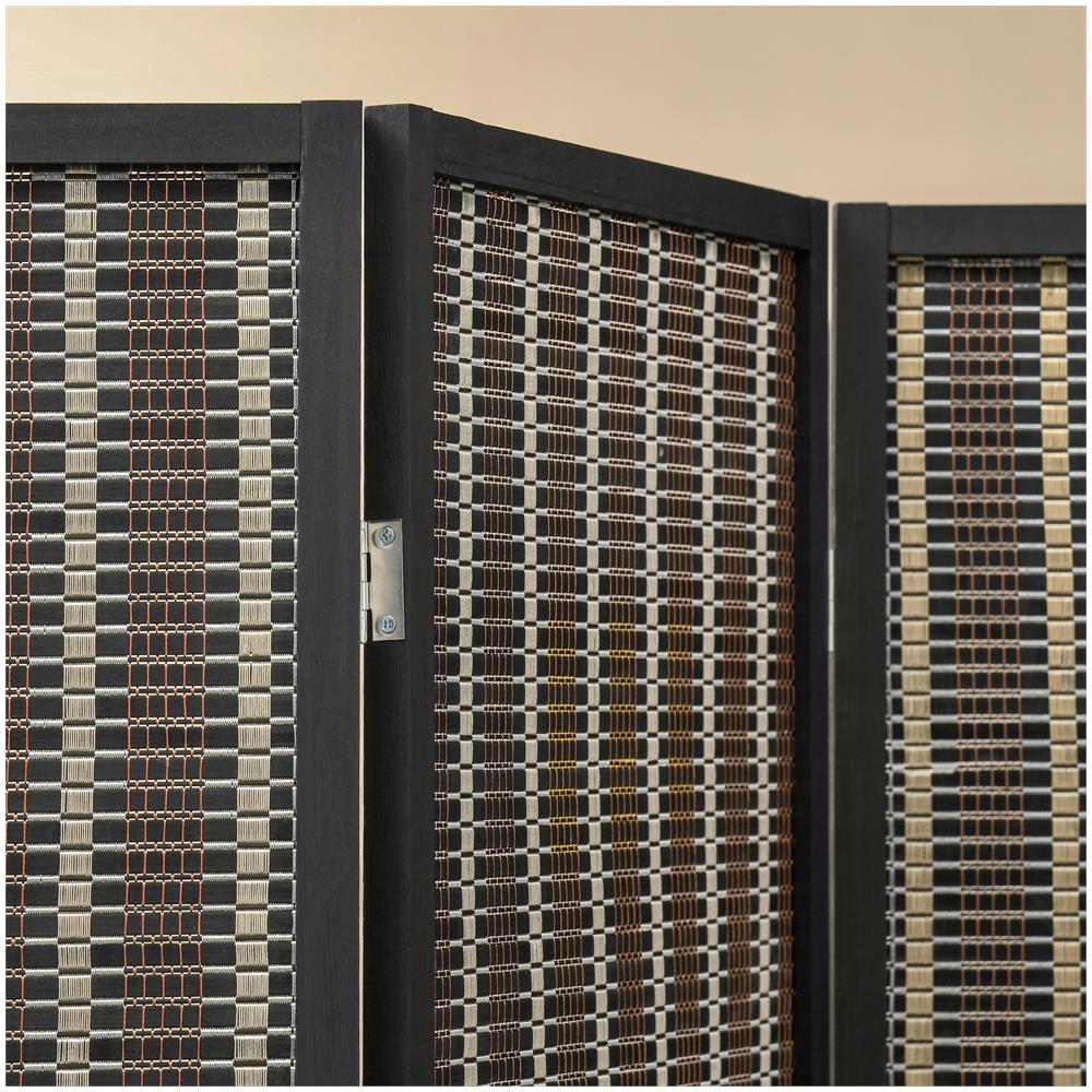 Separé Pieghevole A 4 Pannelli Struttura In Legno E Bambù - Fantasia - Foto 2