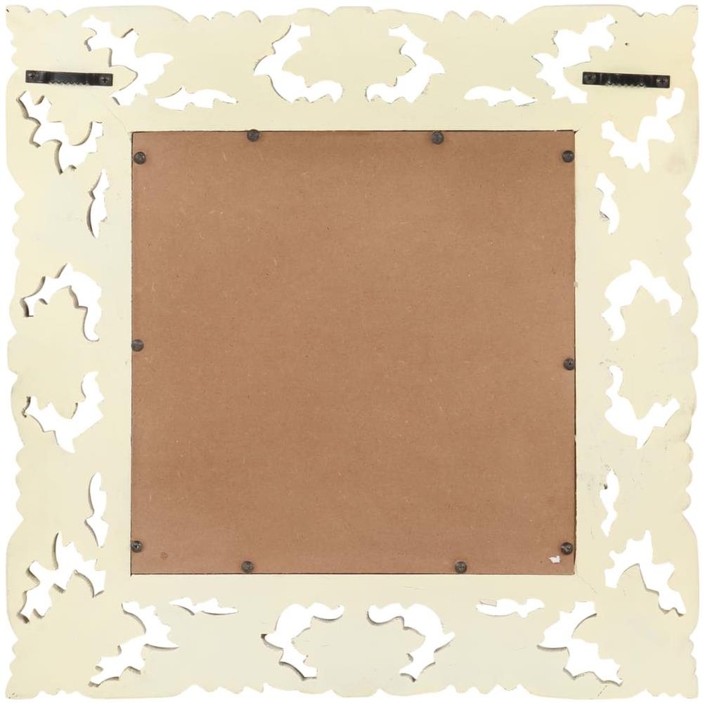 Specchio Intagliato a Mano Bianco 50x50 cm in Massello di Mango - Foto 3
