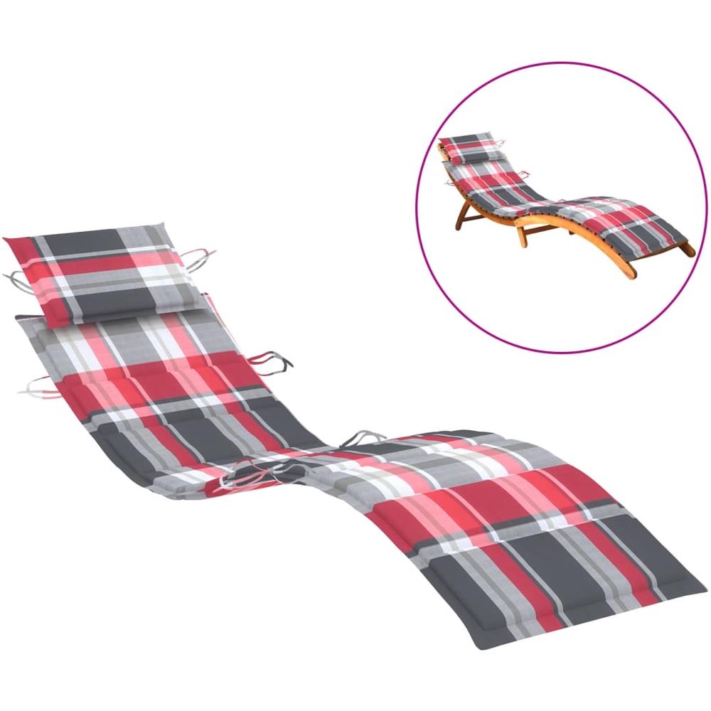 Cuscino per Lettino Prendisole a Quadri Rossi 186x58x4 cm - Foto 1