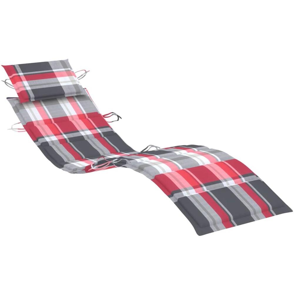 Cuscino per Lettino Prendisole a Quadri Rossi 186x58x4 cm - Foto 3
