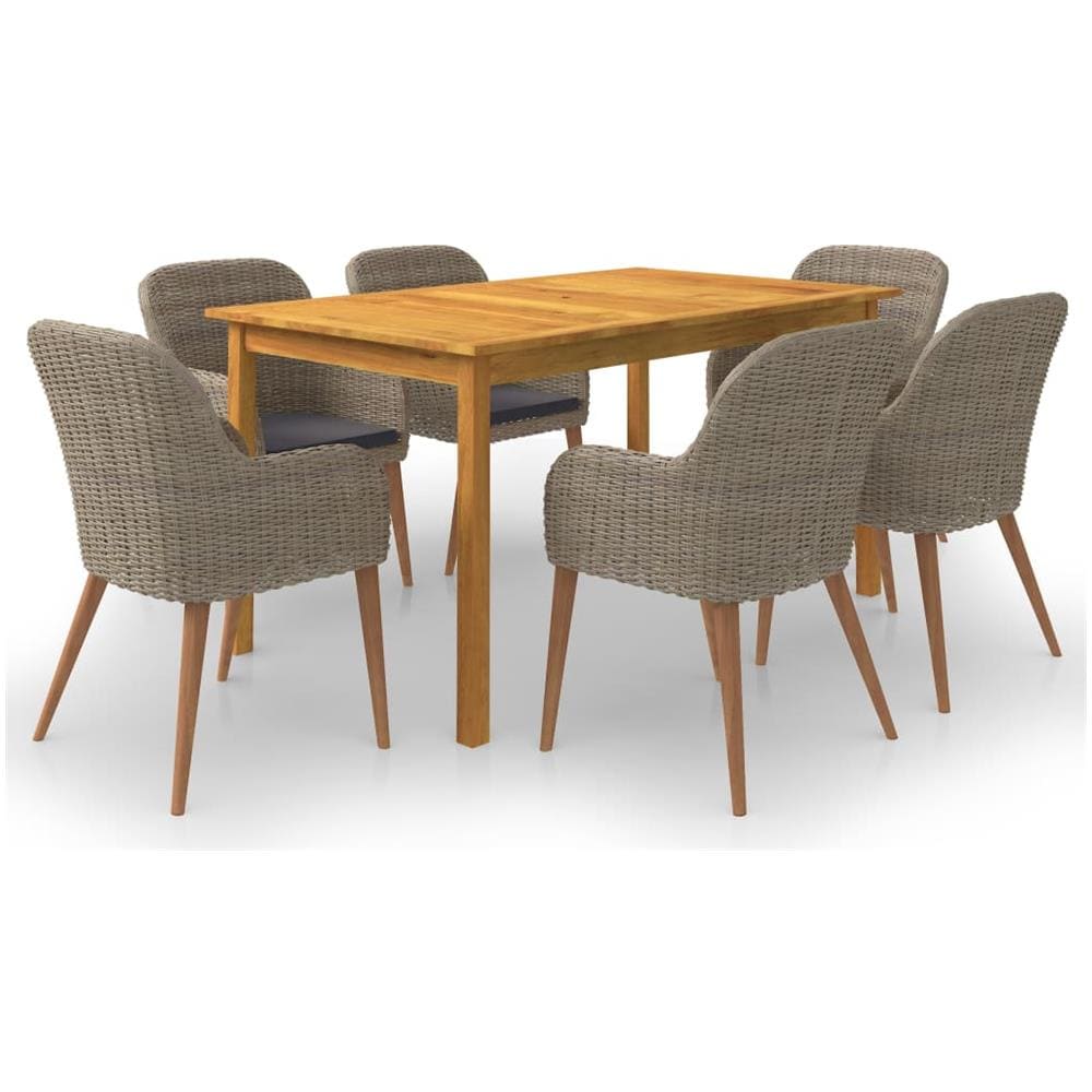 Set Mobili da Pranzo per Giardino 7 pz Marrone - Foto 1