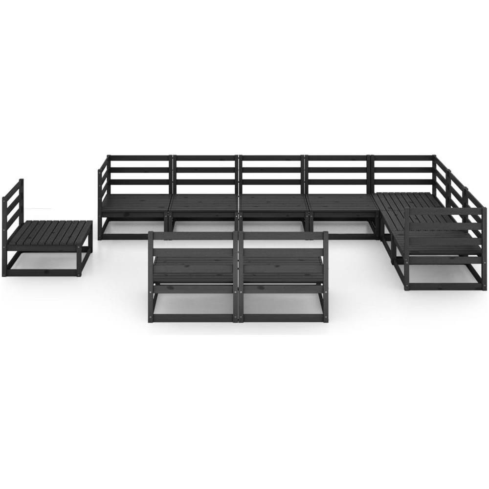 Set Divani da Giardino 10 pz Nero in Legno Massello di Pino - Foto 3
