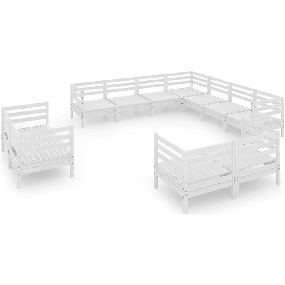 Set Divani Da Giardino 11 Pz In Legno Massello Di Pino Bianco - Foto 2